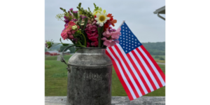Flowers and USA Flag