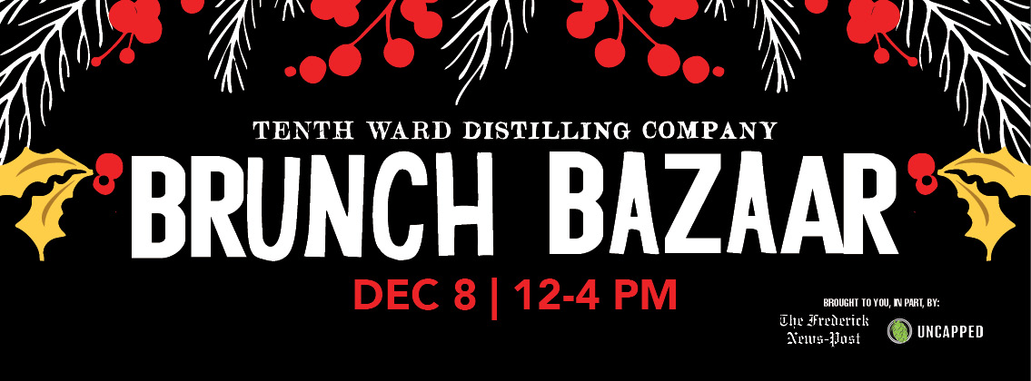 Black flyer with white writing brunch bazaar