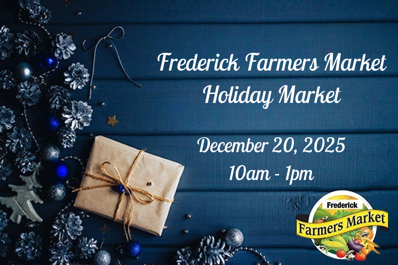 blue flyer for frederick farmers market holiday market