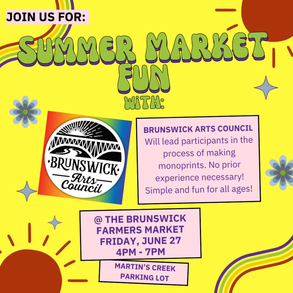 Yellow flyer for Brunswick Summer Market Fun