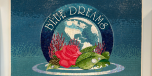 Blue Dreams Mosaic with rose and lavendar