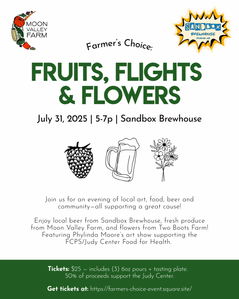Event flyer for fruits flights and flowers at sandbox brewery