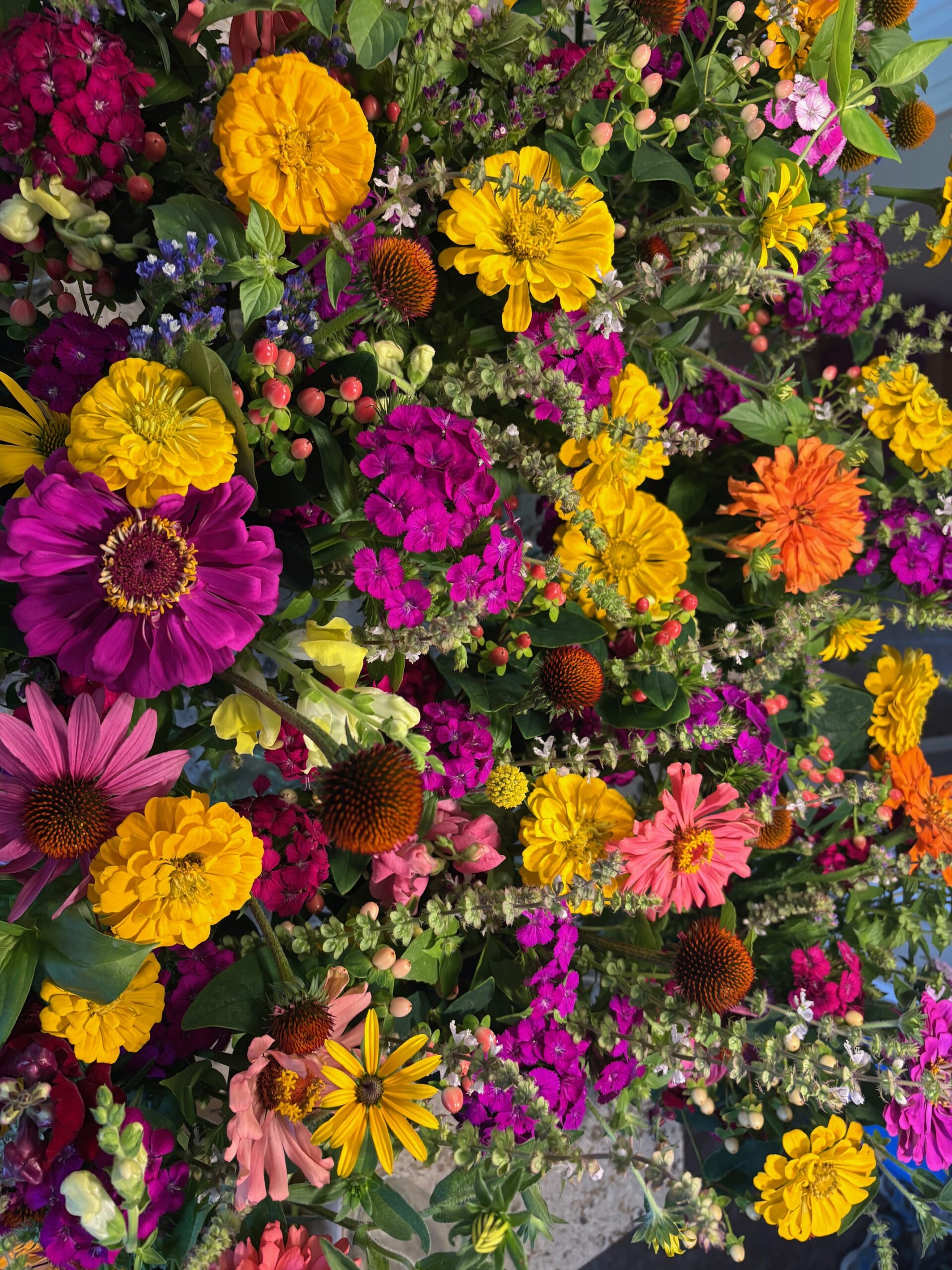 Floral Bouquets yellow, purple and pink flowers