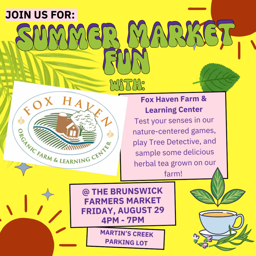 Yellow flyer announcing event at farmers market