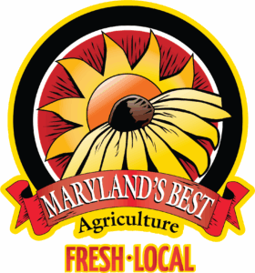circular maryland's best logo with yellow sun and black eyed susan