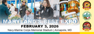 Trade show with folks standing at booths