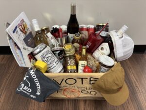 basket full of local food and beverage items