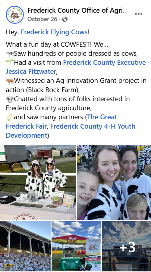 snip of social media post cow fest