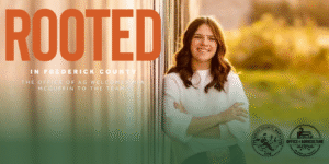 Woman standing by barn with a green transparent overlay