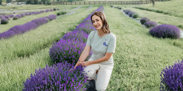 Women in a purple lavender field
