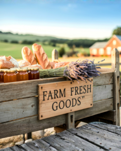 a farm stand that says farm fresh goods
